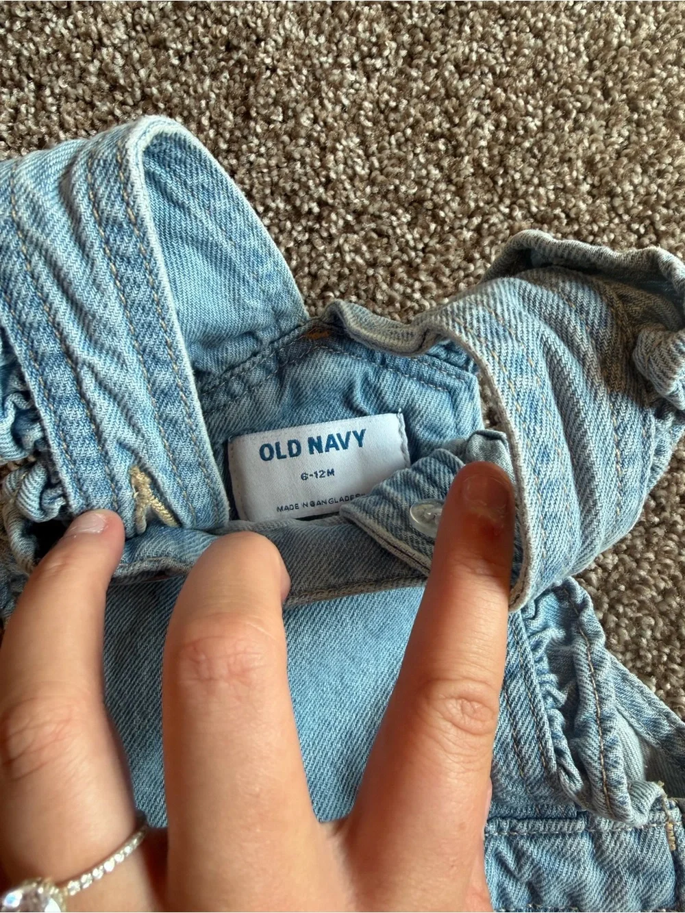 Old Navy Light Blue Denim Ruffle-Trim Overalls